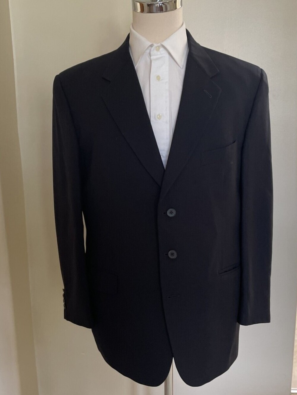 Joseph Abboud Vintage 3 Button Wool Blazer Black 42R